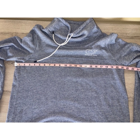 Vineyard Vines Womens L Blue Heather Cowl Neck Whale Logo Pullover Sweatshirt - Picture 6 of 7